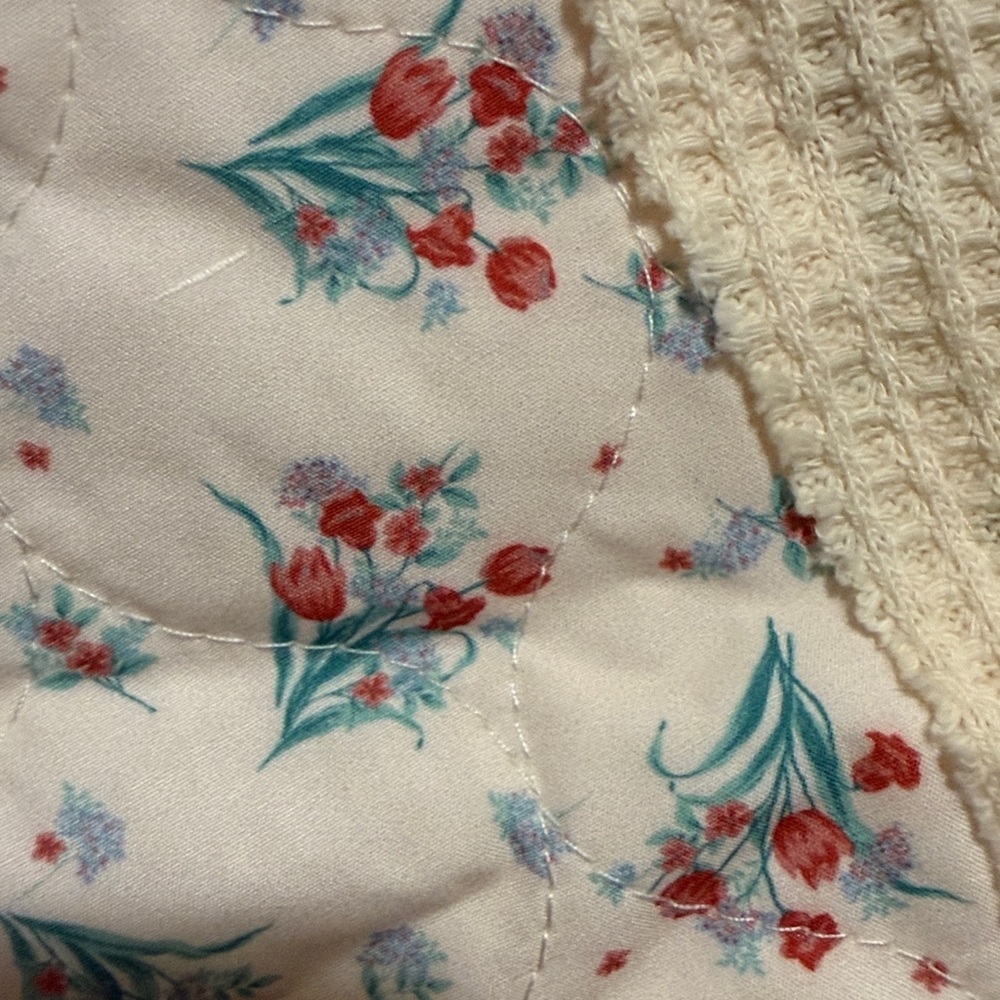 POL mix waffle knit floral pattern quilted knit crop top NEW size small boho - Picture 7 of 8